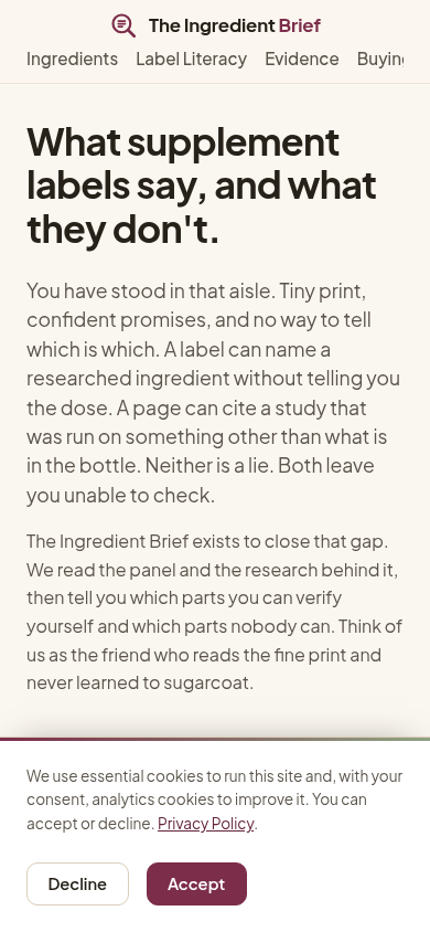 Prévia do The Ingredient Brief